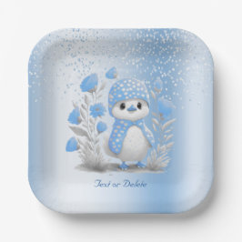 ウォーターカラーダックブルーフローラ紙プレート ペーパープレート