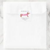 ウォーターカラーダッシュンドキュートドッグ差出人住所ラベル スクエアシール (バッグ)