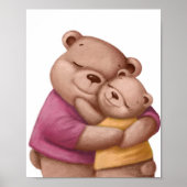 ウォーターカラーダディーベアーハグ |ベアウォールプリント ポスター (正面)