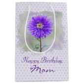 ウォーターカラーダリアオンハート誕生日 ミディアムペーパーバッグ (正面)