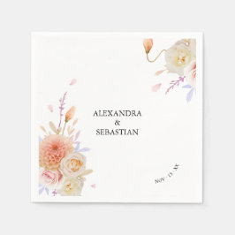 ウォーターカラーダリア&バラ結婚ズ スタンダードカクテルナプキン