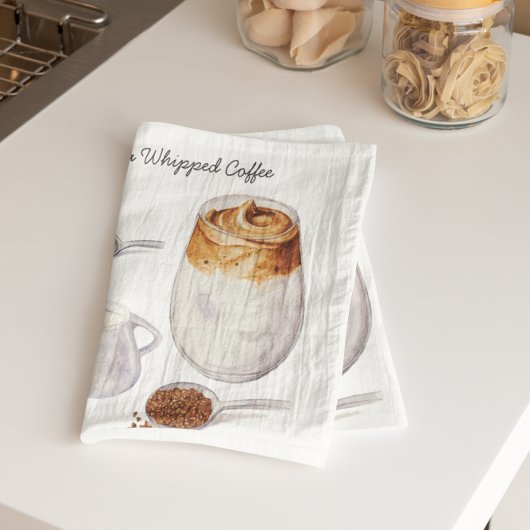 ウォーターカラーダルゴナコーヒーレシピタオル キッチンタオル