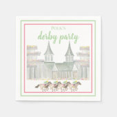 ウォーターカラーダービーパーティージョッキーズ競馬カスタム スタンダードカクテルナプキン (正面)