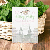 ウォーターカラーダービーパーティージョッキー建物 招待状