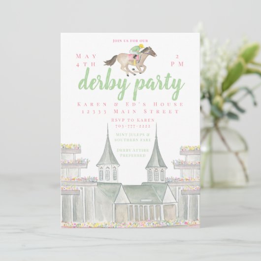 ウォーターカラーダービーパーティージョッキー建物 招待状 (スタンド正面)