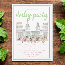 ウォーターカラーダービーパーティー競馬建物 招待状