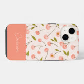 ウォーターカラーチェリーパターン iPhoneケース (裏面横)