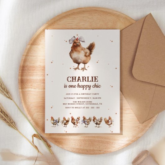 ウォーターカラーチキンファーム誕生日招待状 招待状