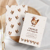 ウォーターカラーチキンファーム誕生日招待状 招待状