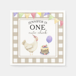 ウォーターカラーチック1歳の誕生日 スタンダードカクテルナプキン