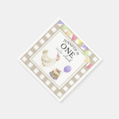 ウォーターカラーチック1歳の誕生日 スタンダードカクテルナプキン (角)
