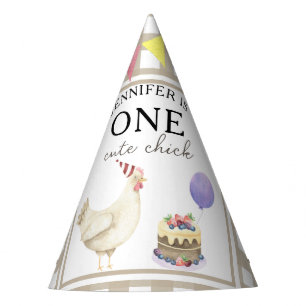 ウォーターカラーチック1歳の誕生日 パーティーハット