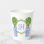 ウォーターカラーチノワジエリーオレンジ トピアリー モノグラム 紙コップ (正面)