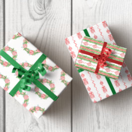 ウォーターカラーチノワセリーリース&ガーランドクリスマス ラッピングペーパーシート