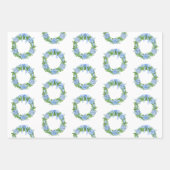 ウォーターカラーチノワセリーリース&ガーランドクリスマス ラッピングペーパーシート (正面)