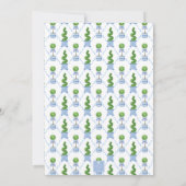 ウォーターカラーチノワーズリー ブルー トピアリー モノグラム クレスト 招待状 (裏面)