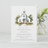ウォーターカラーチャペルクリスチャン結婚式招待状 招待状 (スタンド正面)