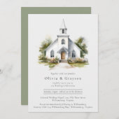 ウォーターカラーチャペルクリスチャン結婚式招待状 招待状 (正面/裏面)