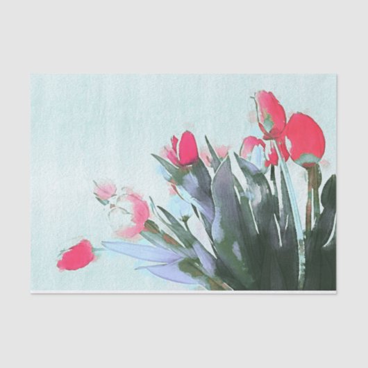 ウォーターカラーチューリップブーケ春イラストレーション 薄葉紙 (正面)