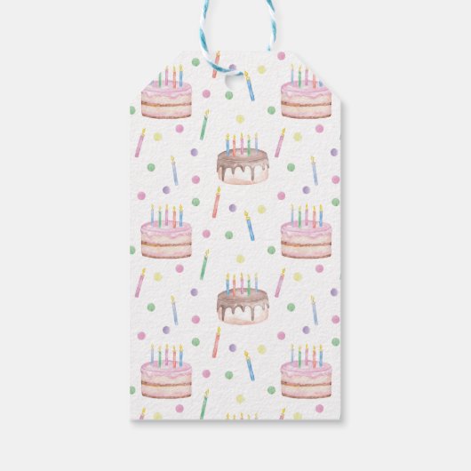 ウォーターカラーチョコレートお誕生日ケーキ&紙吹雪 ギフトタグ (裏面)