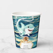 ウォーターカラーチルドレンズシャークおもしろい誕生日 紙コップ (正面)