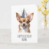 ウォーターカラーチワワ誕生日カード カード (黄色い花)