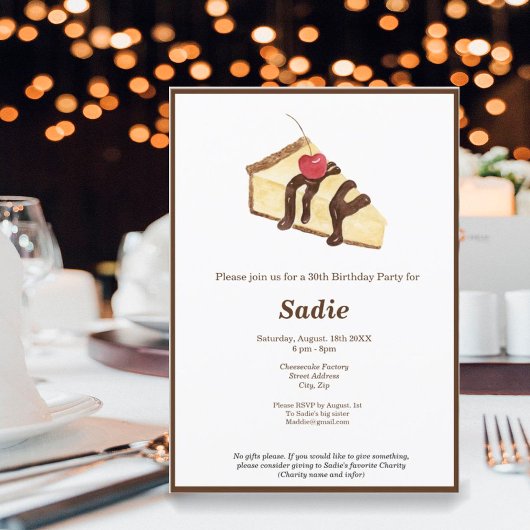 ウォーターカラーチーズケエレガントー誕生日招待状 招待状