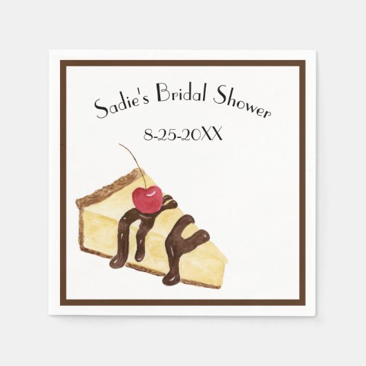 ウォーターカラーチーズケーキブライダルシャワー スタンダードカクテルナプキン (正面)