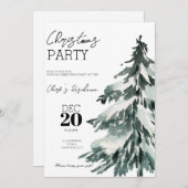 ウォーターカラーツリークリスマスホリデーパーティー招待状 招待状 (正面/裏面)