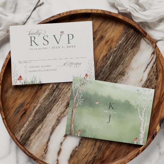 ウォーターカラーツリーコテお洒落ガコーキュート結婚ズ 出欠カード