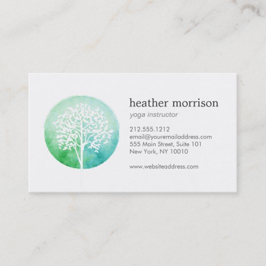 ウォーターカラーツリーヨガインストラクター 名刺 (正面)