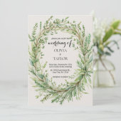 ウォーターカラーティメローズマリースプリグリース結婚ズ 招待状 (スタンド正面)