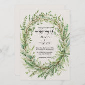 ウォーターカラーティメローズマリースプリグリース結婚ズ 招待状 (正面/裏面)