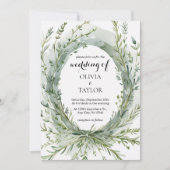 ウォーターカラーティメローズマリースプリグリース結婚ズ 招待状 (正面)