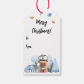 ウォーターカラーティーポットハウススノーツリーズトゥーfrom ギフトタグ (正面)