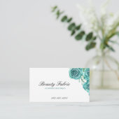 ウォーターカラーティール（緑がかった色）バラファッションブティック 名刺 (スタンド正面)