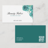 ウォーターカラーティール（緑がかった色）バラファッションブティック 名刺 (正面/裏面)