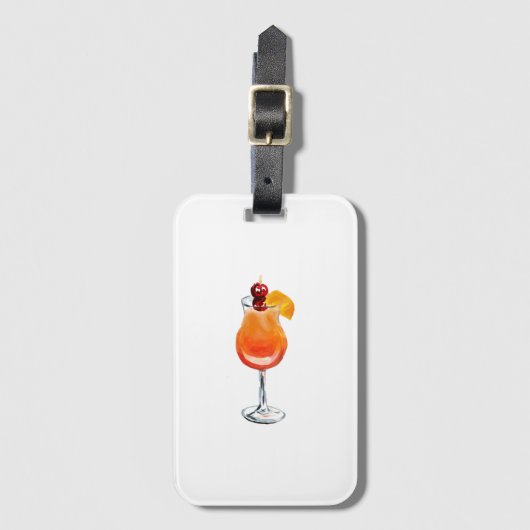 ウォーターカラーテキラサンライズカクテル ラゲッジタグ (正面縦)
