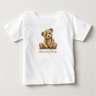 ウォーターカラーテディベア ベビー服 ベビーTシャツ