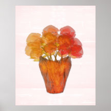 ウォーターカラーテラコッタオレンジバラズイン花瓶