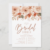 ウォーターカラーテラコッタフラワーズ秋ブライダルシャワー 招待状 (正面)