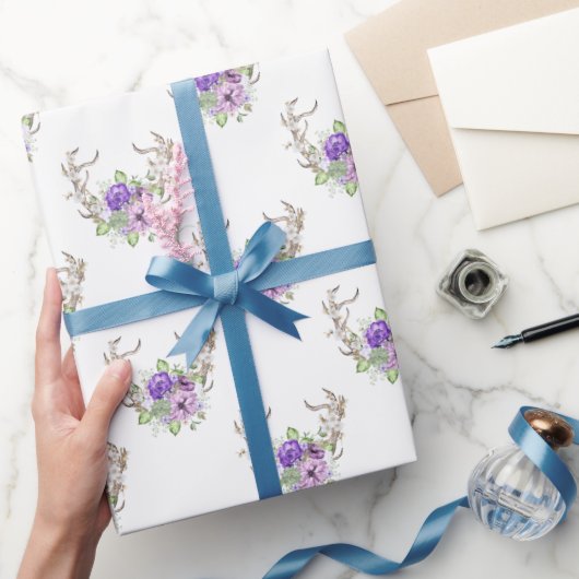 ウォーターカラーディアアントラーブーケ ラッピングペーパー (ギフト)