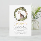 ウォーターカラーディアパインリースクリスマスホリデーパーティー 招待状 (スタンド正面)