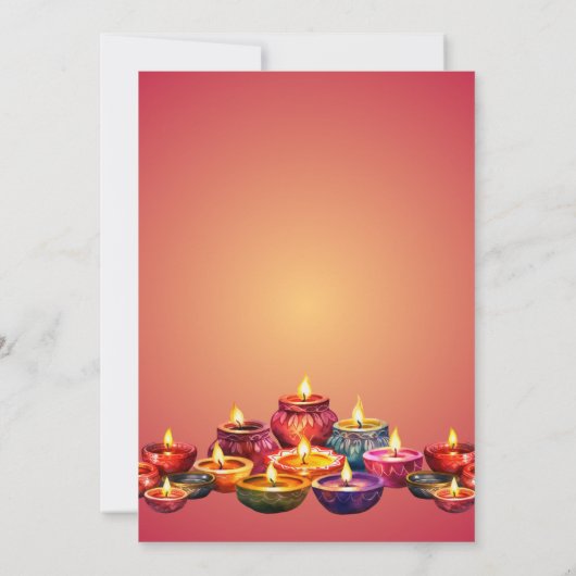 ウォーターカラーディヤディワリお祝い招待状 招待状 (裏面)