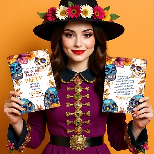 💀ウォーターカラーディーアデムエルトスパーティの招待状 招待状