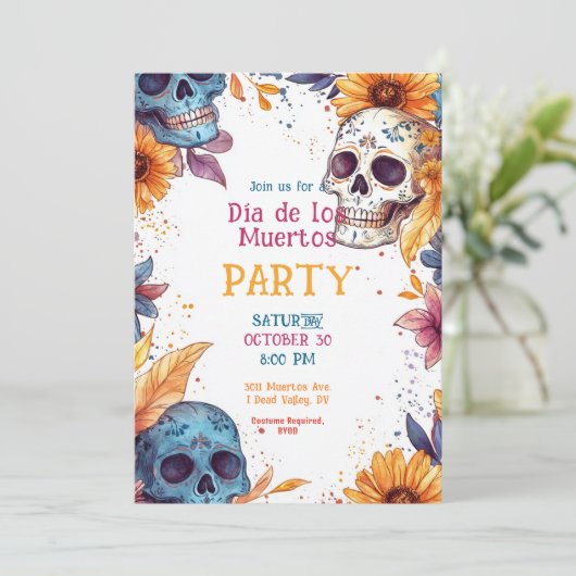 💀ウォーターカラーディーアデムエルトスパーティの招待状 招待状 (スタンド正面)