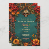 💀🎉ウォーターカラーディーアデムエルトスパーティの招待状 招待状 (正面/裏面)