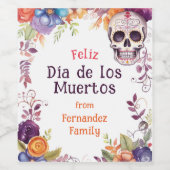 💀🎉ウォーターカラーディーアデムエルトスパーティー ワインラベル (シングルラベル)