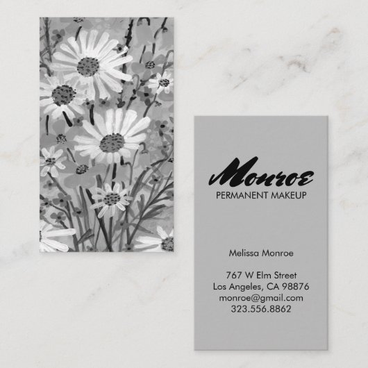 ウォーターカラーデイジーブーケエレガントシックフローラ 名刺 (正面/裏面)