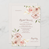 ウォーターカラーデイリリーとバラブライダルシャワー 招待状 (正面/裏面)